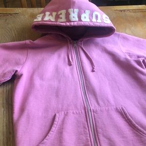 SUPREME Felt Hood Logo Zip-Up Hoodie